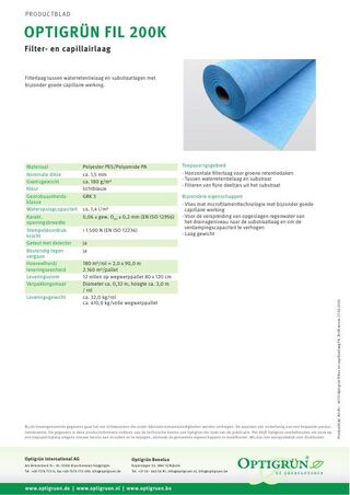 Eerste pagina van de technische fiche FIL 200K