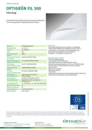 Eerste pagina van de technische fiche FIL 300