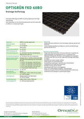 Eerste pagina van de technische fiche FKD 60 BO