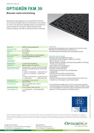 Eerste pagina van de technische fiche Meander FKM 30