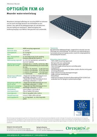 Eerste pagina van de technische fiche Meander FKM 60