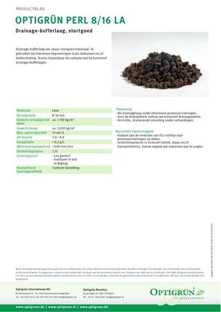 Eerste pagina van de technische fiche Perl 8/16 LA
