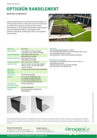 Eerste pagina van de technische fiche Randelementen aluminium