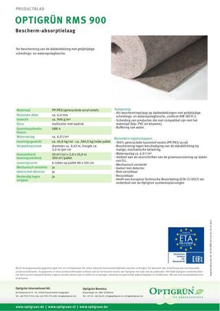 Eerste pagina van de technische fiche RMS 900