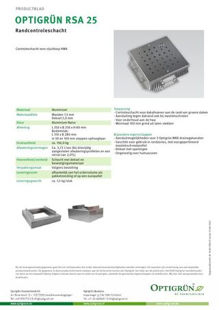 Eerste pagina van de technische fiche RSA 25
