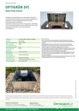 Eerste pagina van de technische fiche Smart Flow Control SFC