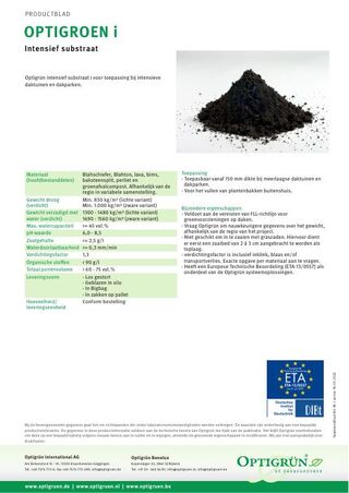 Eerste pagina van de technische fiche Substraat I