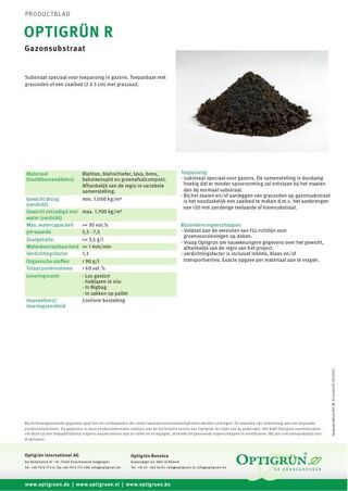 Eerste pagina van de technische fiche Grassubstraat R