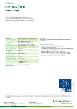 Eerste pagina van de technische fiche Ondersubstraat U