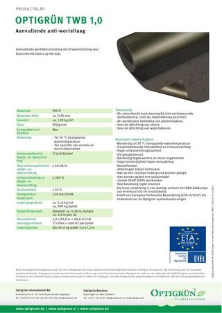 Eerste pagina van de technische fiche TWB 1,0