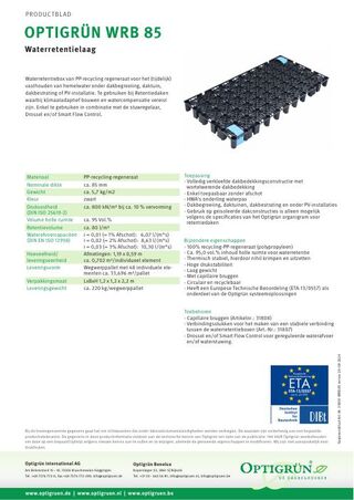 Eerste pagina van de technische fiche WRB 85