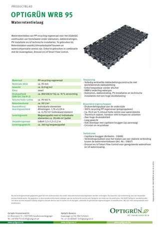 Eerste pagina van de technische fiche WRB 95