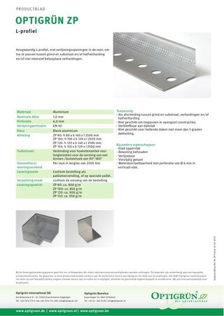 Eerste pagina van de technische fiche ZP