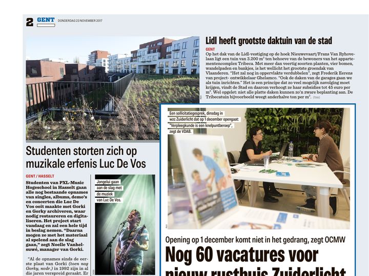 Het Nieuwsblad (Gent): Lidl heeft grootste daktuin van de stad