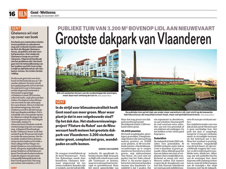 Het Laatste Nieuws (Gent): Grootste dakpark van Vlaanderen